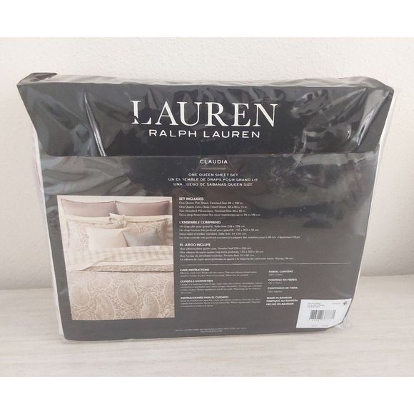 Ralph Lauren CLAUDIA STRIPE Cream Queen Sheet Set w/2-Pk Standard Pillowcases - Picture 5 of 11